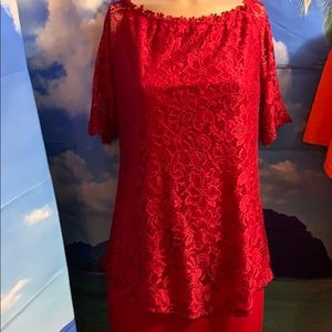 NWT red lace top stretch at top size small